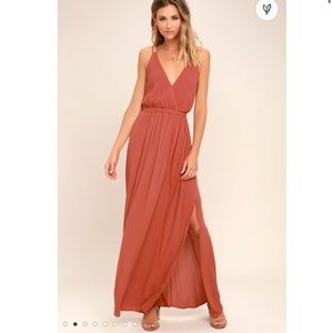 Lulus Lost In Paradise Rusty Rose Backless Maxi Dress
